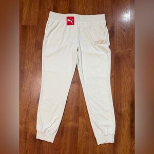 PUMA Modern Basics Velour Joggers Sweatpants Mens Size XL Gray-Gold Metallic
